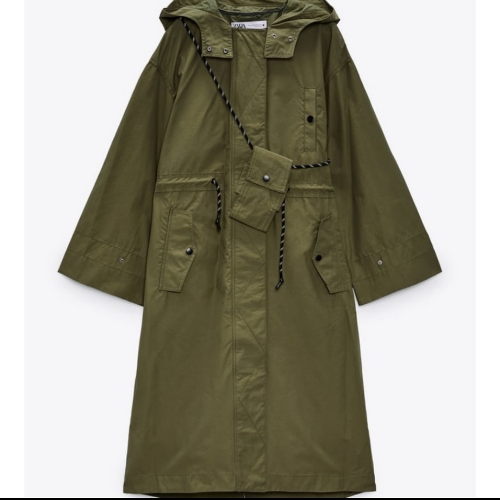 Zara LONGLINE PARKA WITH TELEPHONE BAG